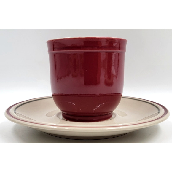 Newcor Regency Williamsburg Cup & Saucer Set Japan Red Floral Stoneware Set of 2 - Picture 12 of 16